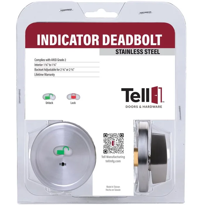 Tell Satin Chrome Stainless Steel Indicator Deadbolt