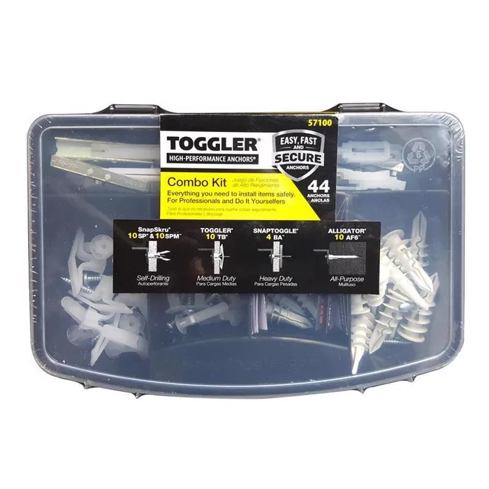 Toggler assorted in. D X assorted in. L Plastic/Steel Flat Head Drywall Anchors 44 pc