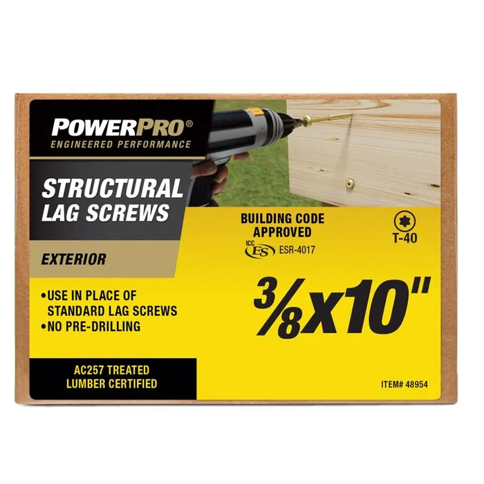 PowerPro 3/8 in. X 10 in. L Star Carbon Steel Lag Screw (Pack of 20)