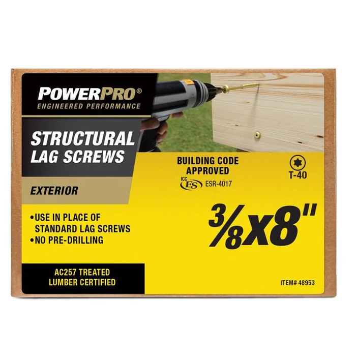PowerPro 3/8 in. X 8 in. L Star Carbon Steel Lag Screw (Pack of 20)