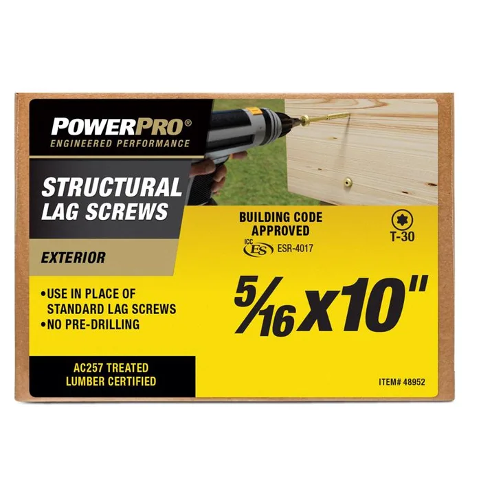 PowerPro 5/16 in. X 10 in. L Star Carbon Steel Lag Screw (Pack of 30)