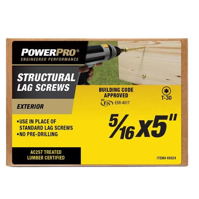 PowerPro 5/16 in. X 5 in. L Star Carbon Steel Lag Screw (Pack of 50)