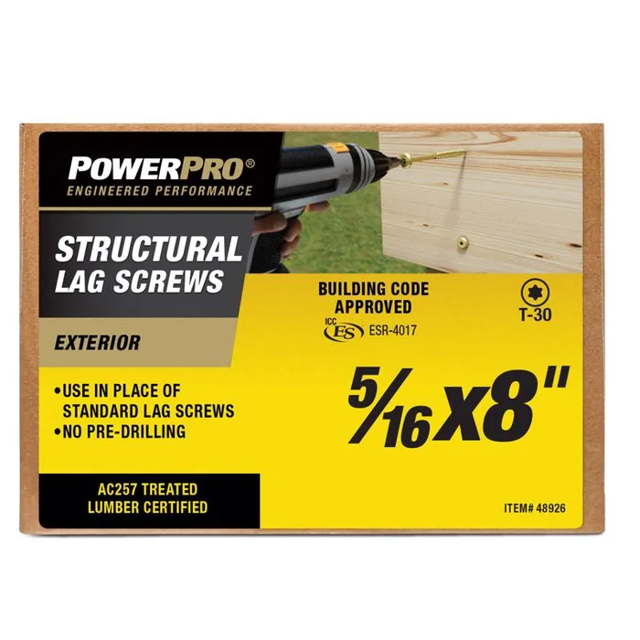 Power Pro 5/16 in. X 8 in. L Star Carbon Steel Lag Screw (Pack of 30)