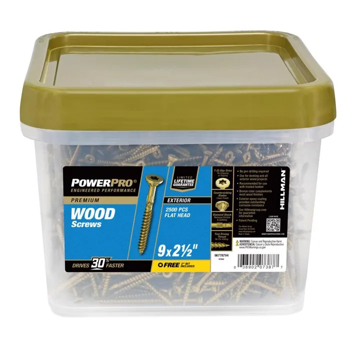 Power Pro No. 9 Ga. X 2-1/2 in. L Bronze Star Flat Head Deck Screws