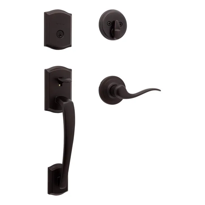 Kwikset Prescott Venetian Bronze Entry Handleset 1.75 in.