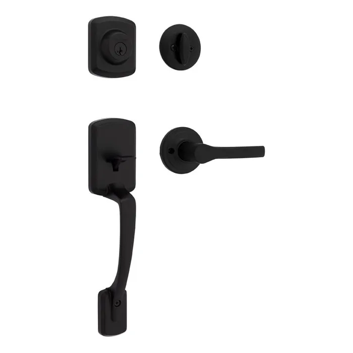 Kwikset Henley Matte Black Entry Handleset 1.75 in.