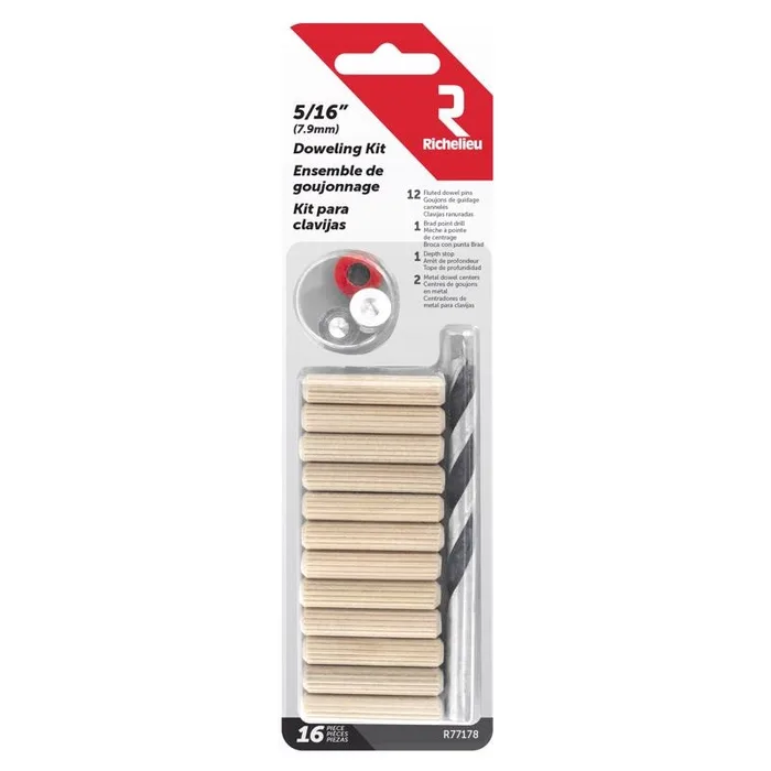 Richelieu Round Wood Dowel Kits 5/16 in. D X 1.5 in. L 16 pk Natural (Pack of 5)
