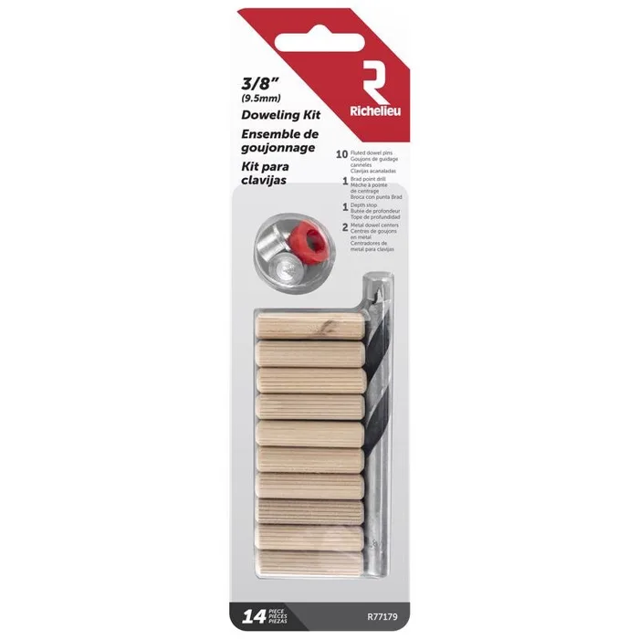 Richelieu Round Wood Dowel Kits 3/8 in. D X 1.5 in. L 14 pk Natural (Pack of 5)