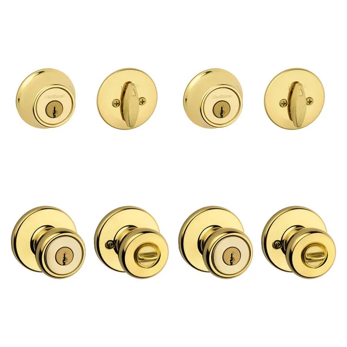 Kwikset Tylo Polished Brass Entry Knobs 1-3/4 in.