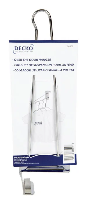 DECKO 13.75 in. L Chrome Silver Chrome Large Over the Door Over Door Hanger 1 pk (Pack of 6)