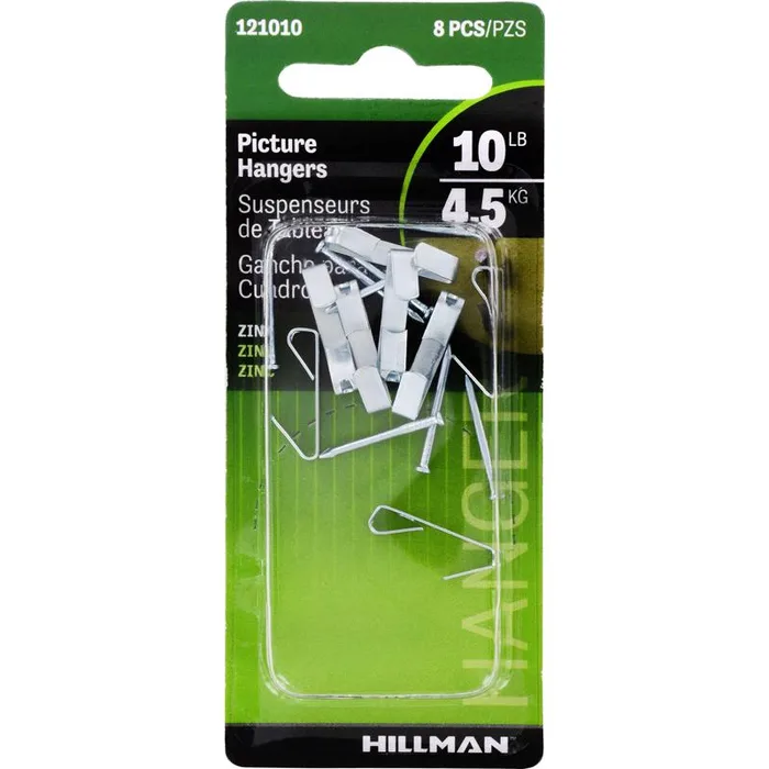 HILLMAN Zinc Silver Conventional Picture Hanger 10 lb 1 pk (Pack of 10)