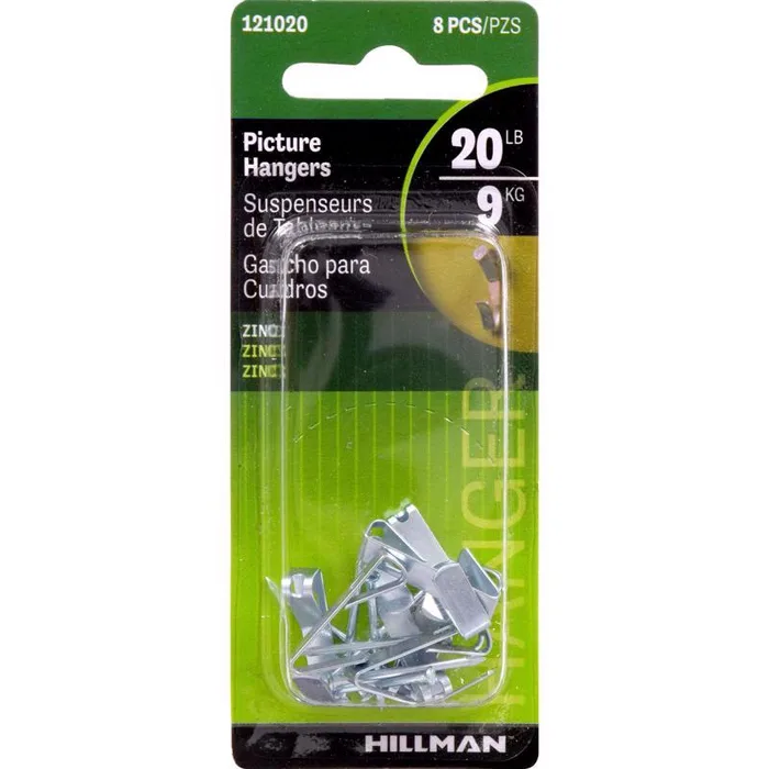 HILLMAN Zinc Silver Conventional Picture Hanger 20 lb 1 pk (Pack of 10)