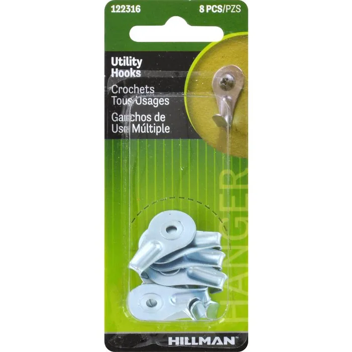 HILLMAN Zinc Silver Utility Utility Hooks 1 lb 1 pk (Pack of 10)