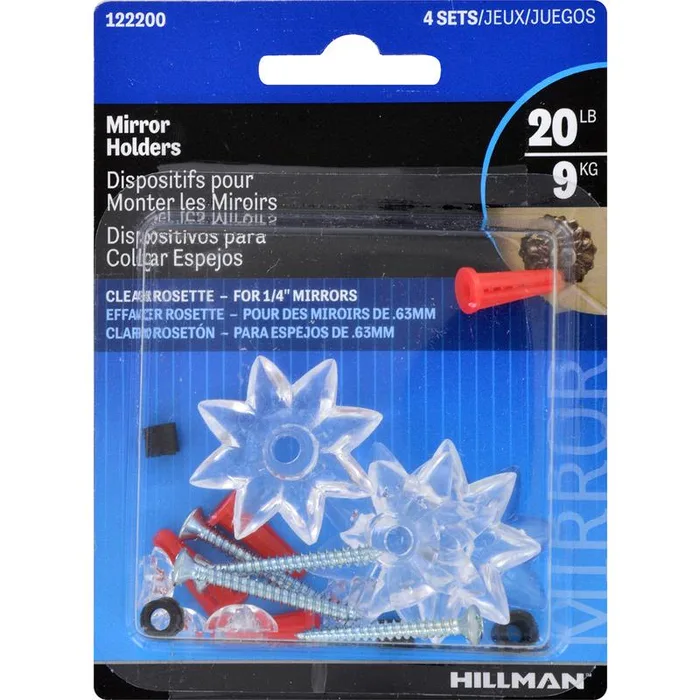 HILLMAN Plastic Coated Clear Heavy Duty Mirror Holder 20 lb 1 pk (Pack of 10)