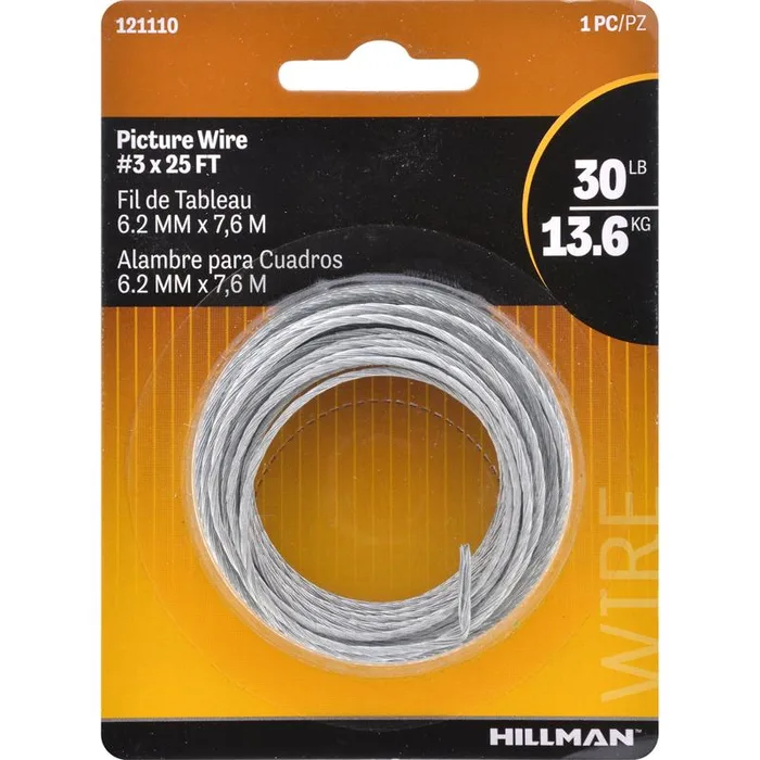 HILLMAN Galvanized Silver Braided Picture Wire 30 lb 1 pk (Pack of 10)
