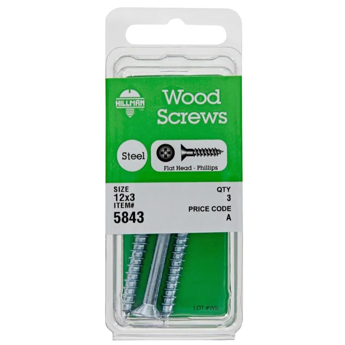 HILLMAN No. 12 X 3 in. L Phillips Zinc-Plated Coarse Wood Screws (Pack of 10)