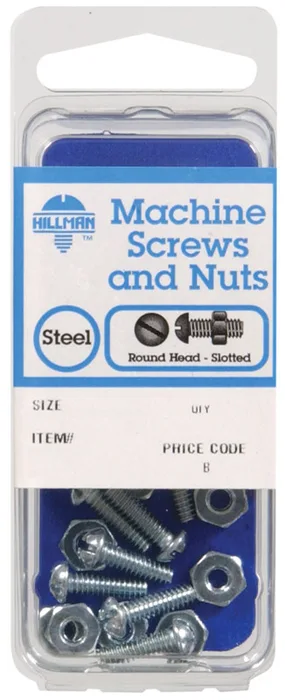 HILLMAN No. 6-32 in. X 3/4 in. L Slotted Round Head Zinc-Plated Steel Machine Screws 10 pk (Pack of 10)