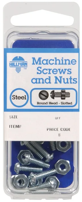 HILLMAN No. 8-32 in. X 1-1/4 in. L Slotted Round Head Zinc-Plated Steel Machine Screws 1 pk (Pack of 10)