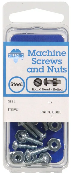 HILLMAN No. 8-32 in. X 2 in. L Slotted Round Head Zinc-Plated Steel Machine Screws 1 pk (Pack of 10)
