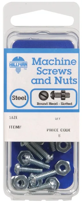 HILLMAN No. 10-32 in. X 1/2 in. L Slotted Round Head Zinc-Plated Steel Machine Screws (Pack of 10)