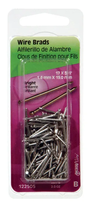 HILLMAN Anchor Wire 17 Ga. X 3/4 in. L Bright Steel Brad Nails 1 pk 2 oz (Pack of 6)