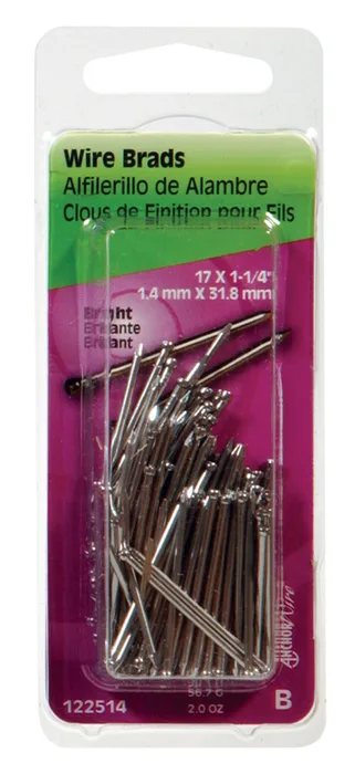HILLMAN Anchor Wire 17 Ga. X 1-1/4 in. L Bright Steel Brad Nails 1 pk 2 oz (Pack of 6)