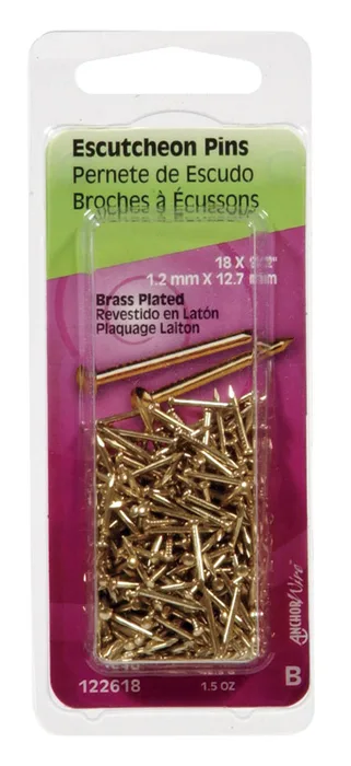 HILLMAN Anchor Wire 18 Ga. X 1/2 in. L Brass-Plated Steel Escutcheon Pins 1 pk 1.5 oz (Pack of 6)