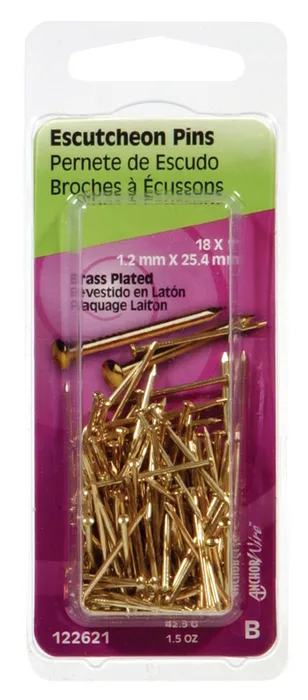 HILLMAN Anchor Wire 18 Ga. X 1 in. L Brass-Plated Steel Escutcheon Pins 1 pk 1.5 oz (Pack of 6)