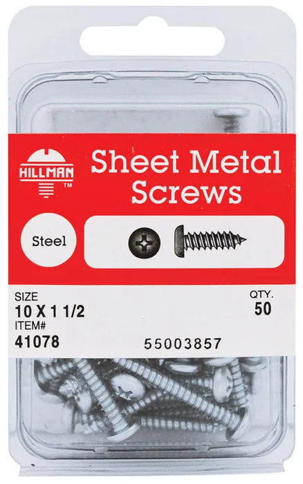 HILLMAN No. 10 Ga. X 1-1/2 in. L Phillips Pan Head Sheet Metal Screws 50 pk (Pack of 5)