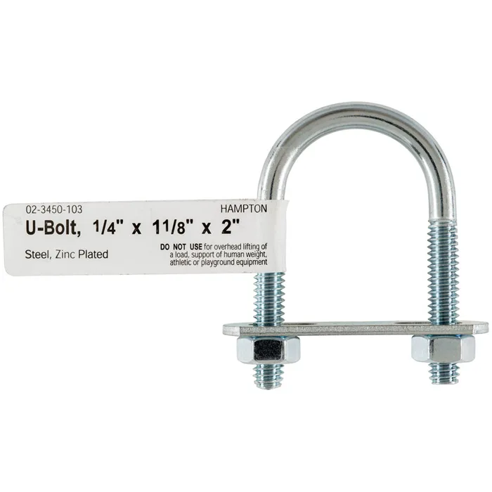 Hampton 1/4 in. X 1-1/8 in. W X 2 in. L Coarse Zinc-Plated Steel U-Bolt (Pack of 10)