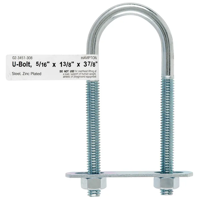 Hampton 5/16 in. X 1-3/8 in. W X 3-7/8 in. L Coarse Zinc-Plated Steel U-Bolt (Pack of 10)