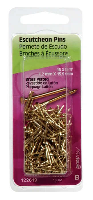 HILLMAN 18 Ga. X 5/8 in. L Brass-Plated Steel Escutcheon Pins 1 pk 1.5 oz (Pack of 6)