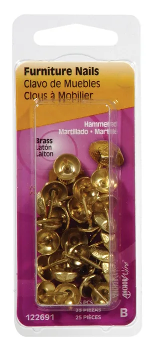 HILLMAN 4.88 in. Furniture Brass-Plated Brass Nail Hammered Head (Pack of 6)