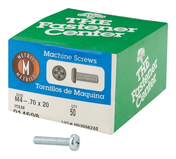 HILLMAN M4-0.7 Ga. X 20 mm L Phillips Pan Head Zinc-Plated Steel Metric Machine Screws 50 pk