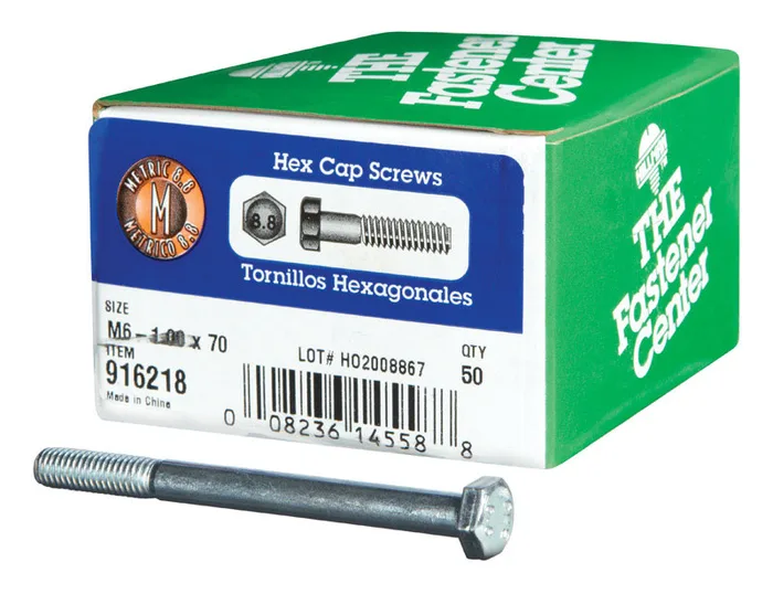 HILLMAN M6-1.00 mm D X 70 mm L Heat Treated Steel Hex Head Cap Screw 1 pk