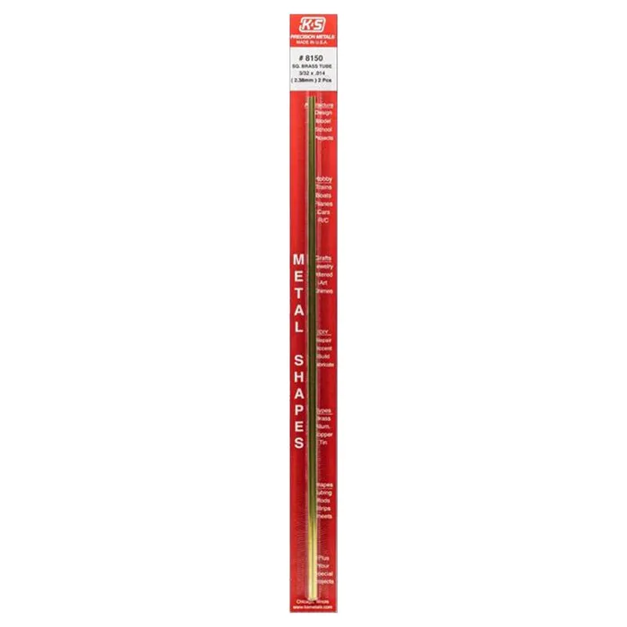K&S 3/32 in. W X 12 in. L Square Brass Tube 2 pk