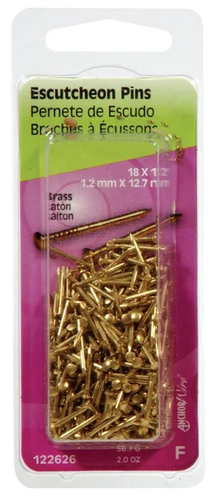 HILLMAN 16 Ga. X 3/4 in. L Brass Escutcheon Pins 1 pk 2 oz (Pack of 6)