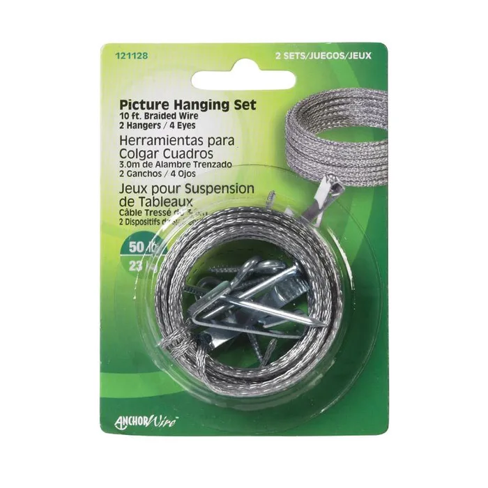 HILLMAN Steel-Plated Conventional Picture Hanging Set 50 lb 1 pk (Pack of 10)