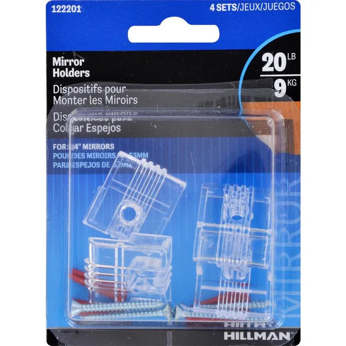 HILLMAN Plastic Coated Heavy Duty Mirror Holder Kit 20 lb 1 pk (Pack of 10)