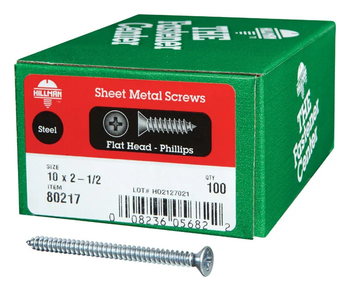 HILLMAN No. 10 Ga. X 2-1/2 in. L Phillips Flat Head Sheet Metal Screws 100 pk