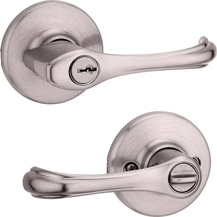 Kwikset Dorian Satin Nickel Entry Door Knob 1-3/4 in.