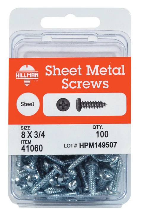 HILLMAN No. 8 Ga. X 1/2 in. L Phillips Pan Head Sheet Metal Screws (Pack of 5)
