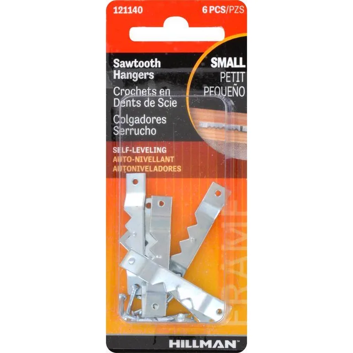HILLMAN Zinc Silver Small Sawtooth Hanger 1 lb 6 pk (Pack of 10)
