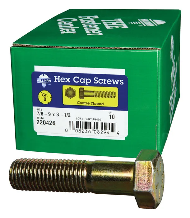 HILLMAN 7/8-9 in. D X 3-1/2 in. L Heat Treated Steel Hex Head Cap Screw 1 pk