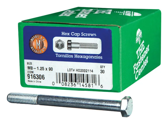 HILLMAN M8-1.25 mm D X 90 mm L Heat Treated Steel Hex Head Cap Screw 1 pk