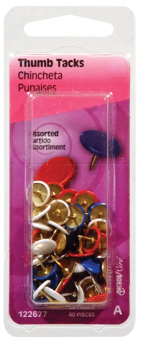 HILLMAN Anchor Wire 0.375 in. L Assorted Steel Thumb Tacks 40 pk (Pack of 6)