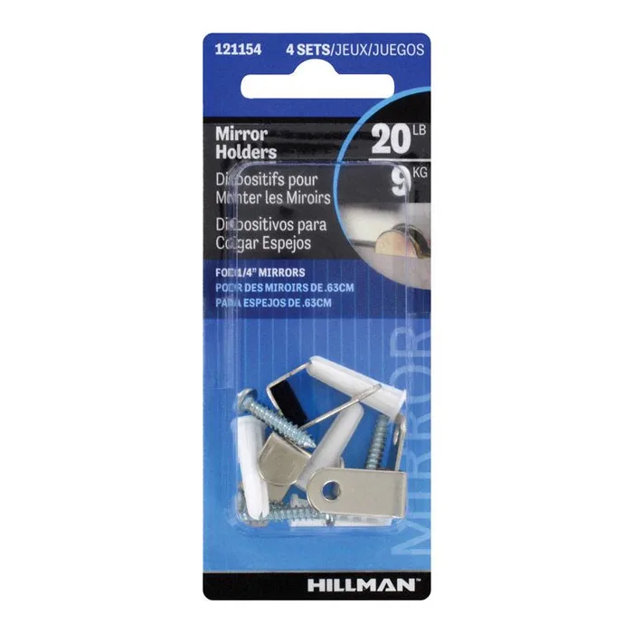 HILLMAN Silver Hidden Mirror Holder 20 lb 2 pk (Pack of 10)