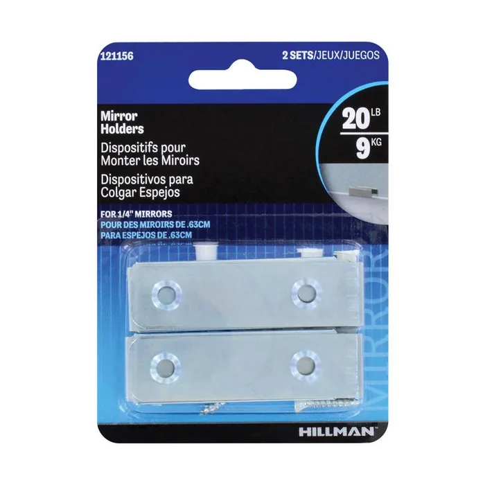 HILLMAN Silver Hidden Mirror Holder 20 lb 2 pk (Pack of 10)