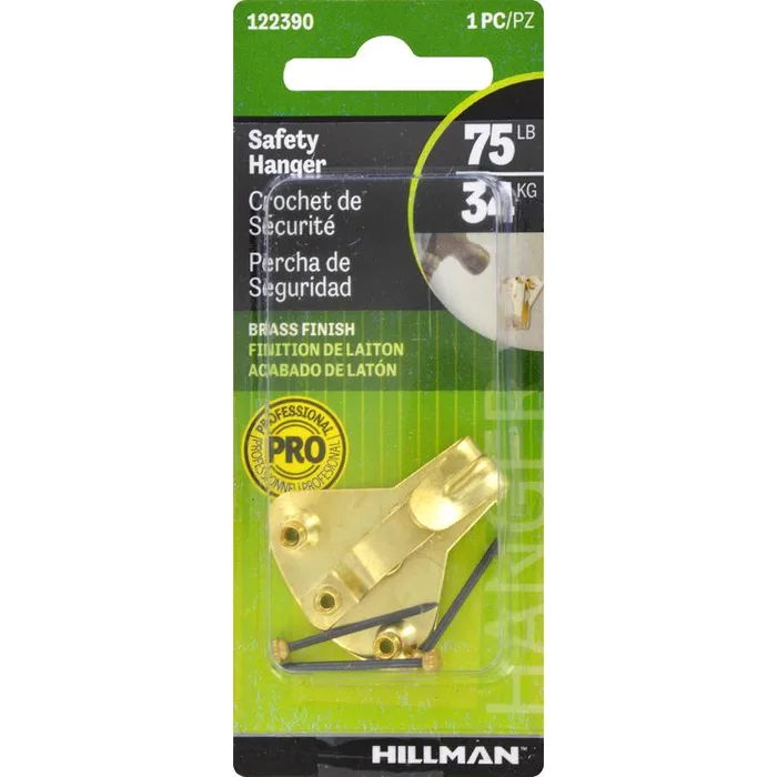 HILLMAN Brass-Plated Gold Professional Picture Hanger 75 lb 1 pk (Pack of 10)