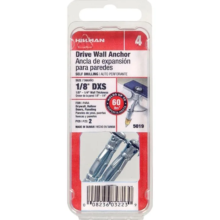 HILLMAN 1/8 in. D X 1.45 in. L Steel Pan Head Drive Wall Anchors 2 pk (Pack of 10)